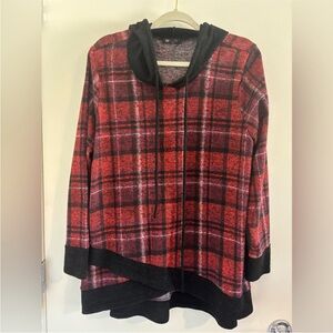 Plaid Red and Black Women's Hoodie